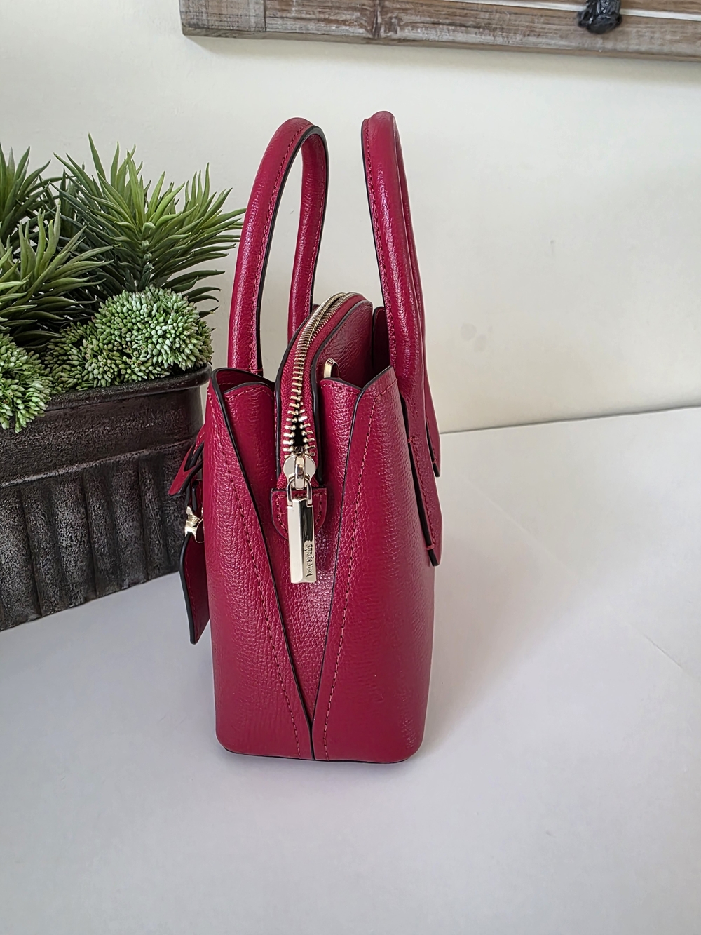 Kate Spade Margaux Mini Satchel Crossbody Hot Chili Red Textured Leather - Picture 7 of 14